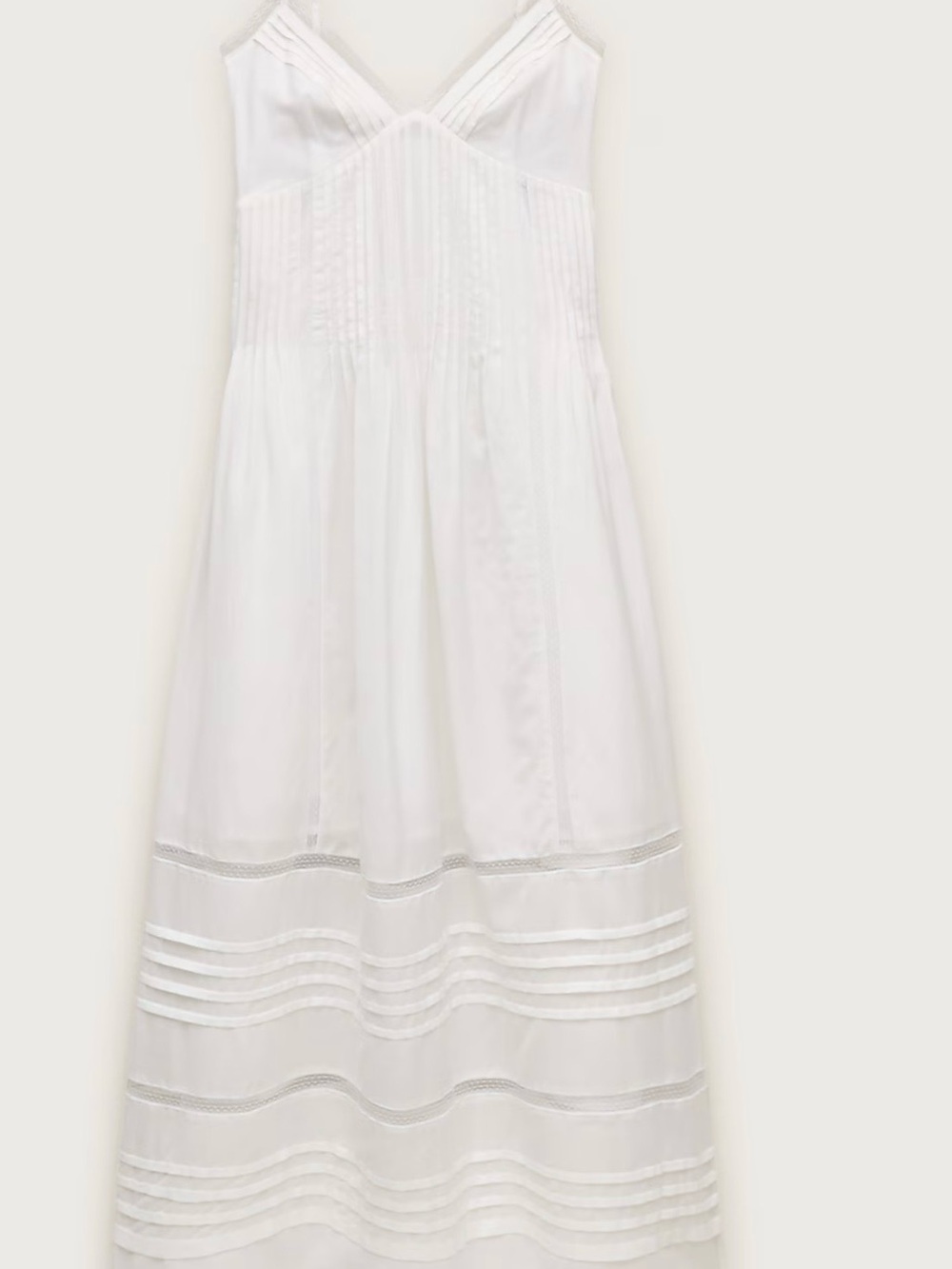 J. Crew White Sleeveless Midi Dress with Pintuck Detail